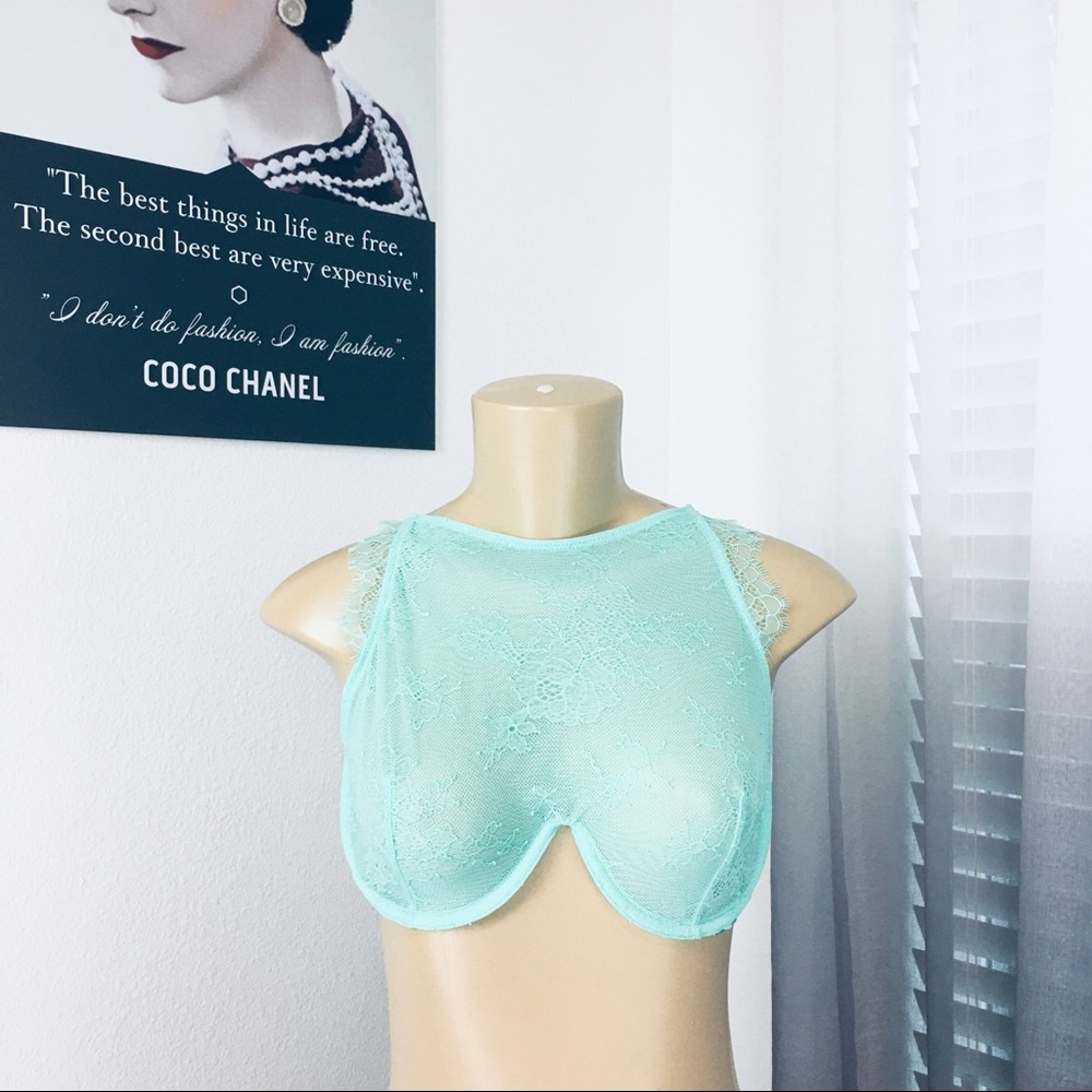 Victoria’s Secret Pastel Mint mesh lace bra 32D - Picture 3 of 10